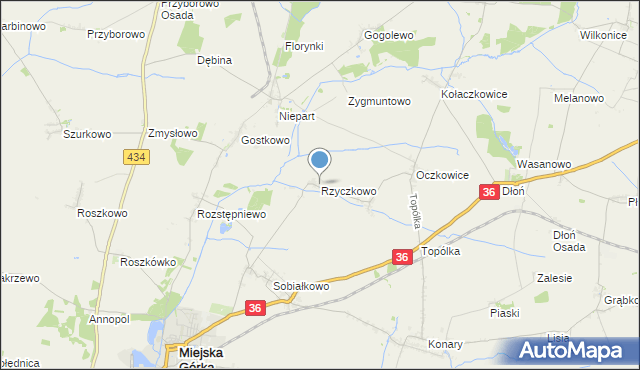 mapa Rzyczkowo, Rzyczkowo na mapie Targeo